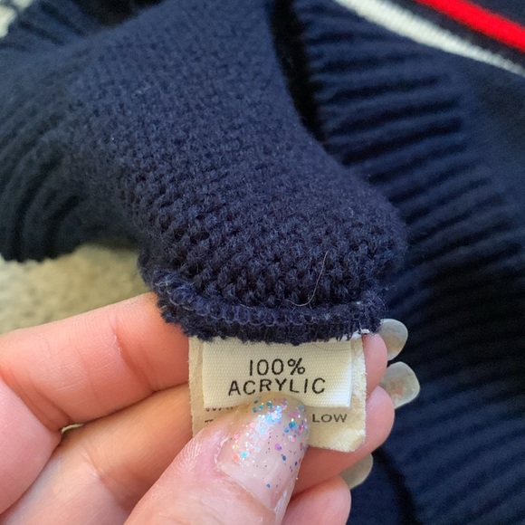 Vintage Polaris navy striped knit crewneck snowmobile ski sweater Size XL - Picture 10 of 10